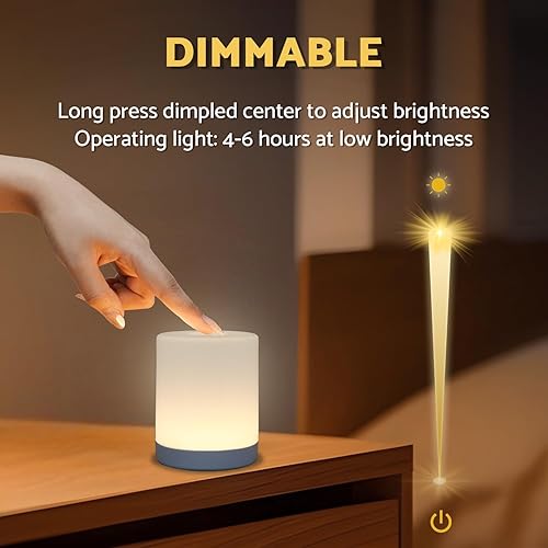 Miniatura 2 de Luz nocturna a pilas, mini lámpara inalámbrica, luz nocturna táctil de 3 colores, portátil, regulable, inalámbrica, pequeña lámpara recargable para
