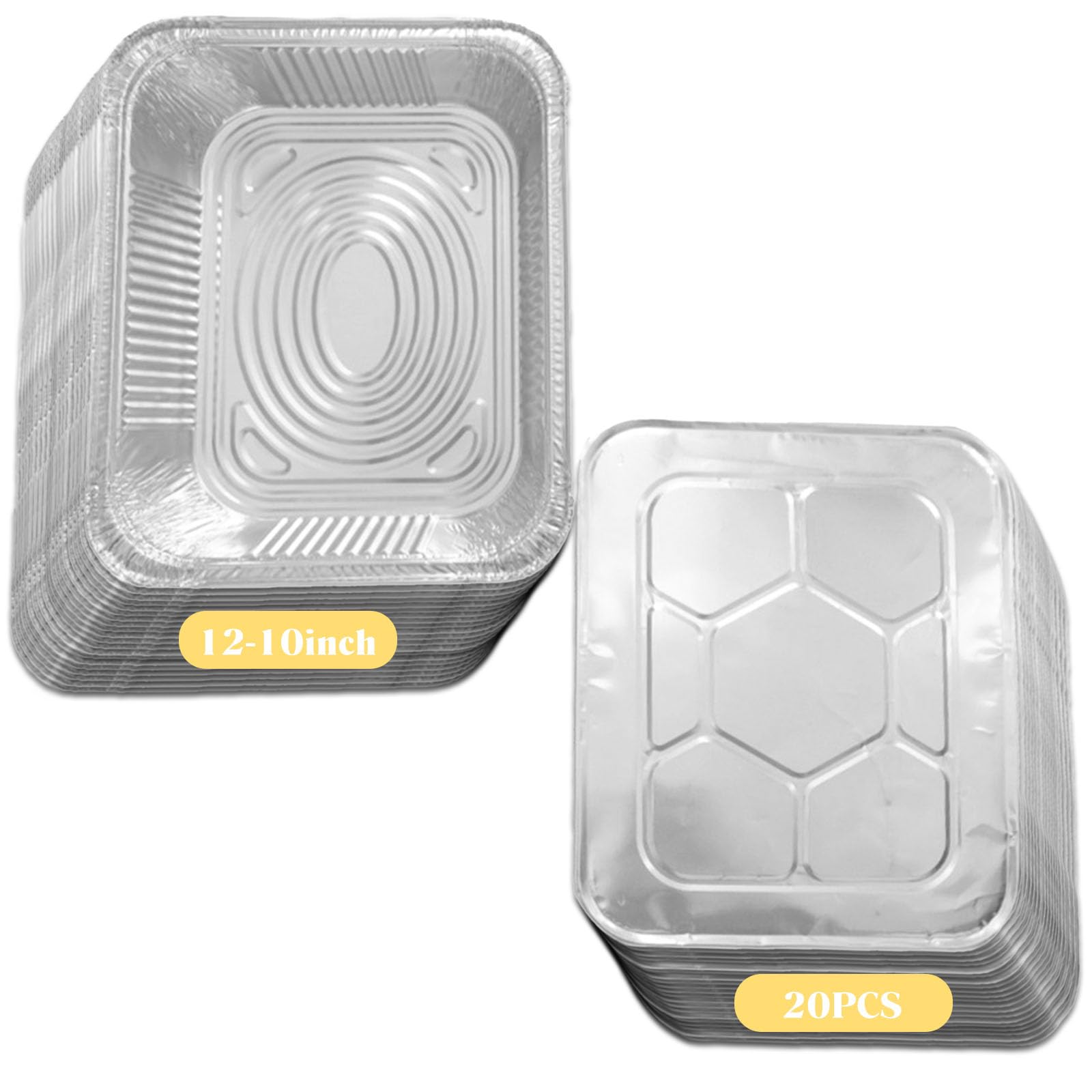 20 vassoi grandi in alluminio da 3500 ml con coperchio, 32 x 26 x 7 cm, resistenti teglie profonde per cucinare, preparare pasti, barbecue, feste e conservazione degli alimenti