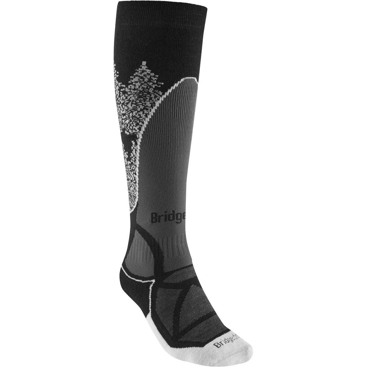 Bridgedale Chaussettes de Ski Hiver Mi-hautes en Laine Mérinos Performance pour Femme, Noir/Blanc, L, Noir/Blanc, Large