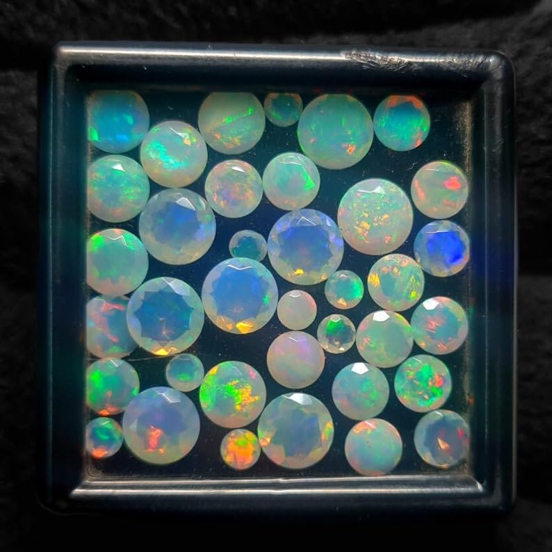 Opale éthiopienne à facettes 8mm naturelle sans reflets ternes - 2