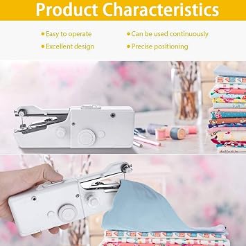 AHYBZN Handheld Mini Portable Sewing Machine for Beginners & Professionals, Electric, Black, Small, Metal