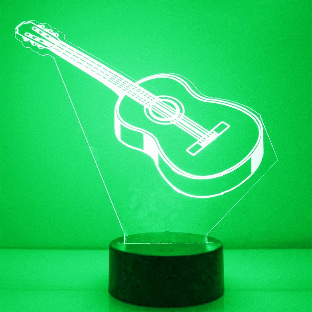 Nastrojowe światło 3D na gitarę, 7 kolorów, przełącznik dotykowy, USB, biurko, prezent na imprezę, urodziny