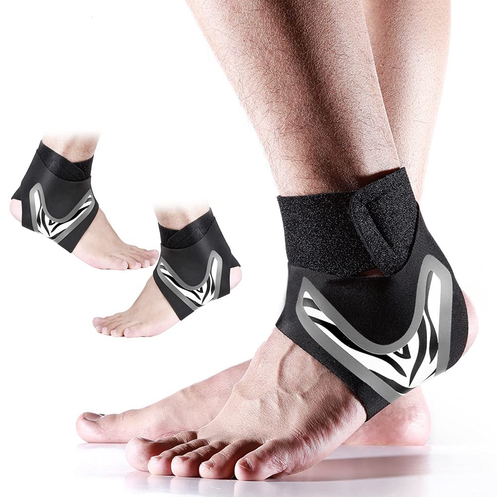 1 Pair Black Ankle Support Sleeve, Breathable Adjustable Elastic Anti-Sprain Ankle Brace Sleeve Ankle Support Foot Support Brace for Sports Arch Support Sprain Recovery Joints Protection (L)