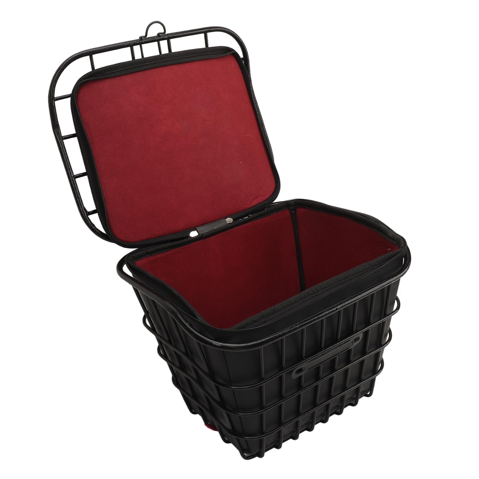 Metal Front Basket, Folding Electric Basket with Inner Bag, Universal Hanging Basket for Groceries, Pet Carrier, Sports, and Commuting