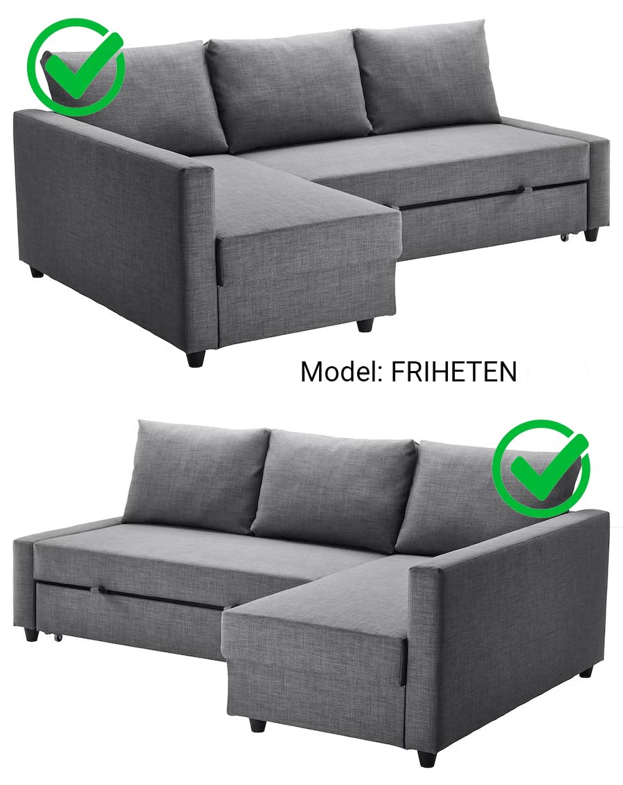Milica Funda Acolchada Compatible con Sofa Cama Esquinero Friheten de IKEA | Protector Lavable y Elegante | Válido para Chaise Longue Izquierda o Derecha | Fabricado en España | Color: Gris