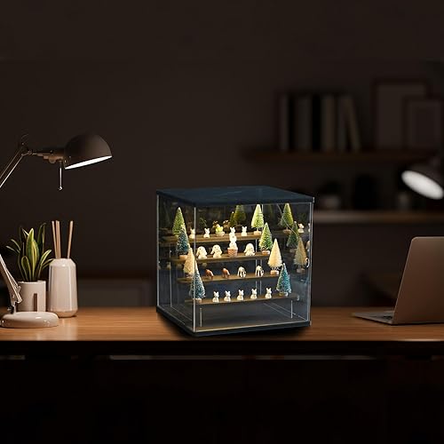 Miniatura 7 de MECCANIXITY Vitrina de acrílico transparente con luz LED de 3 niveles a prueba de polvo, escaparate para ensamblar cubos, cajas de exhibición para