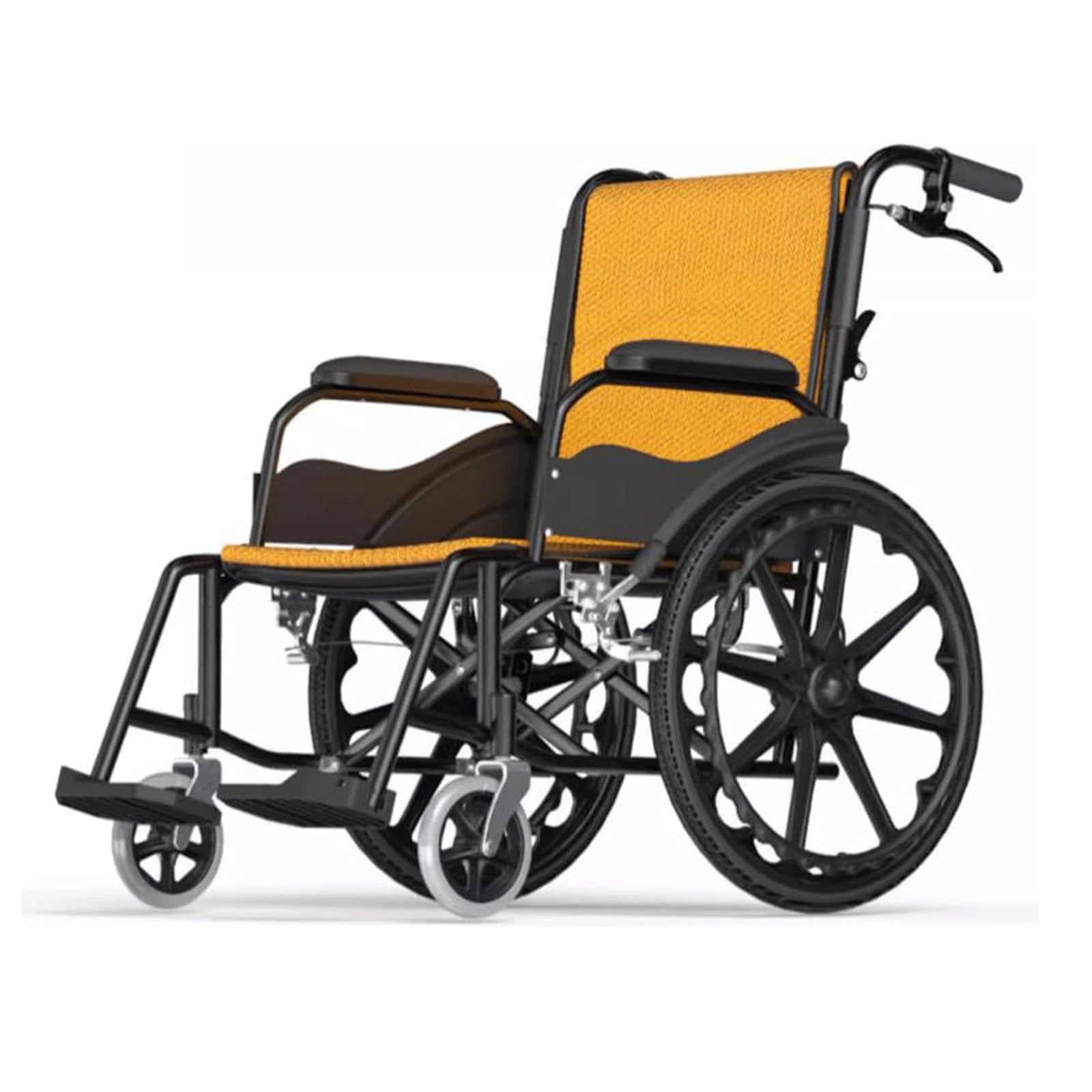 silla ruedas Sillas de ruedas plegables, sillas de ruedas de transporte de acero al carbono, silla de ruedas Manual ligera con frenos de mano para adultos, ancianos, carga de 220lb Fácil de operar