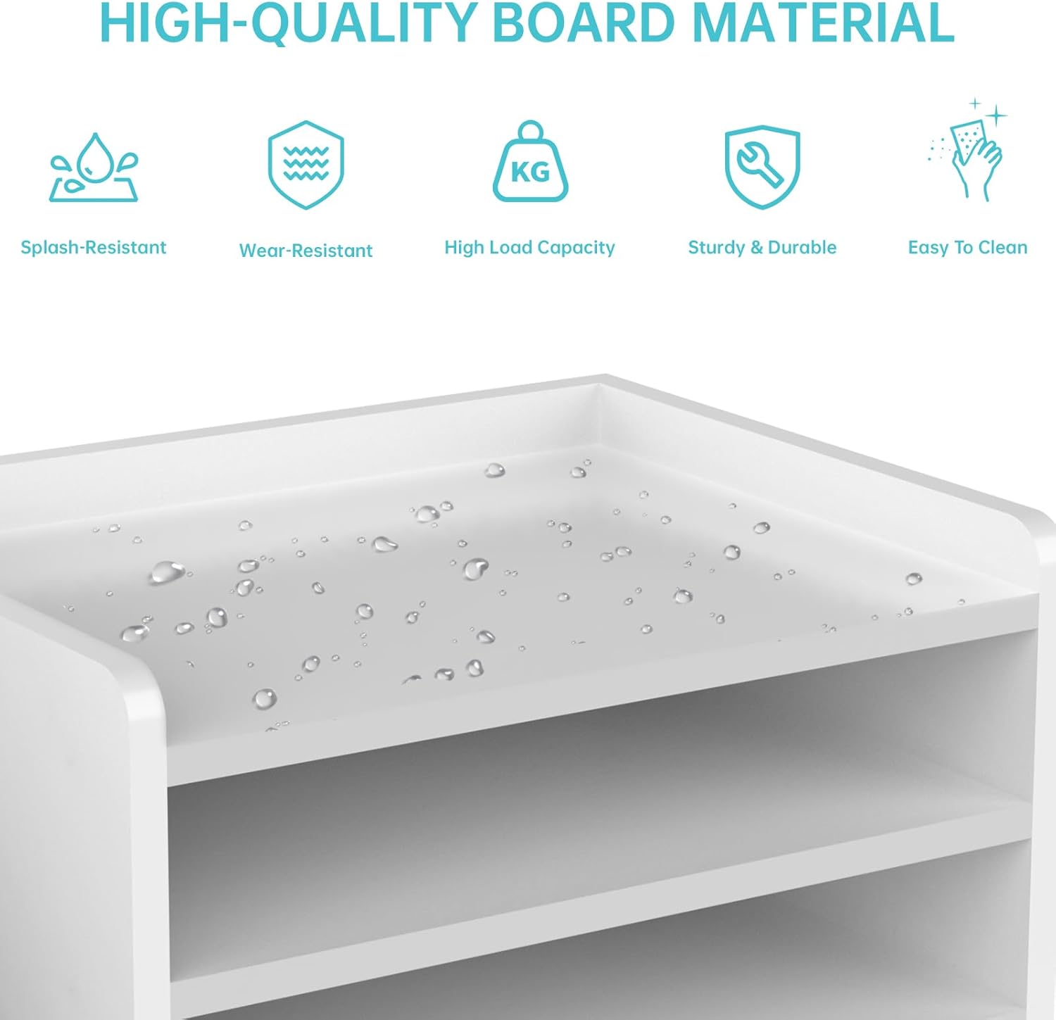 Multi-Tier Wood Desk File Organizer with Side File Rack, 3 Tray Shelves & Adjustable Drawer - Space-Efficient Design Easy to Assemble for Efficient Office Setup, Reduces Desk Clutter (White)