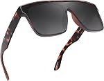 GLINDAR Lunettes de soleil de bouclier polarisé pour hommes Square Flat Top Lunettes de sport UV400,Une pièce, Trendy, Confortable, Légère