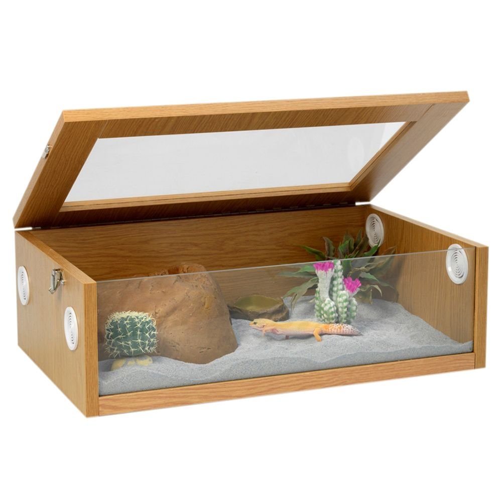 HabiStat - Oak Terrainium - L61 x D38 x H20cm (24 x 15 x 8) - Tall Reptile Enclosure - Easy Access - Simple Set Up - Glass Terrarium - Reptile Accessories