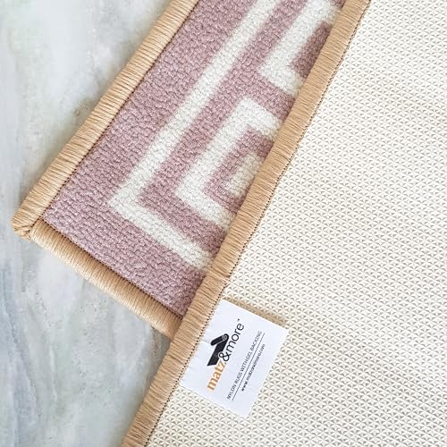 Image of Matz&More Greek Single Line Rug | 100x150 CM | Beige White | Soft Nylon Loop Pile with Anti-Slip Gel Backing | Living Room, Bedroom & Office Floor Carpet
