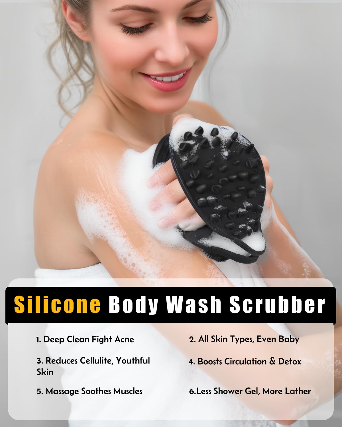 Limpiador corporal de silicona 2 en 1, exfoliante para masajes anticelulíticos, cepillo de ducha exfoliante para hombres y mujeres, elimina la piel muerta, reduce la celulitis, mejora la circulación
