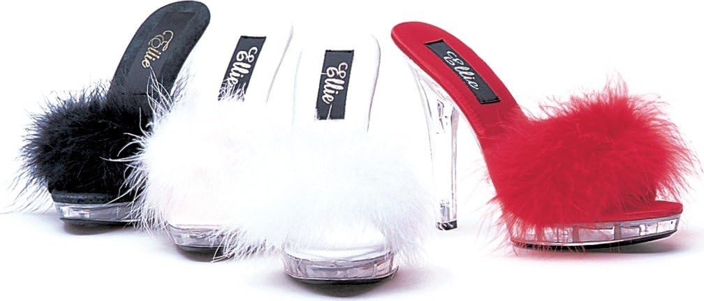 Ellie Shoes 5" Heel Maribou Slipper. White