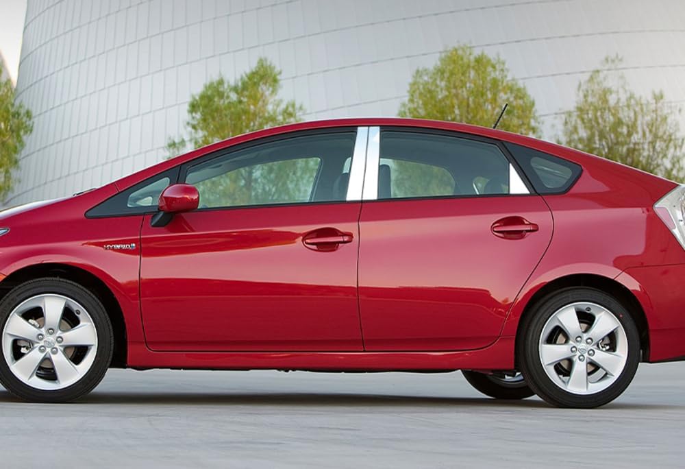 W-POWER, Polished Stainless Steel Chrome Window Sill Trims Compatible with 2009-2015 Toyota Prius Hatchback, Stainless Steel Pillar Post Trim Kit 6PCS, 2010 2011 2012 2013 2014