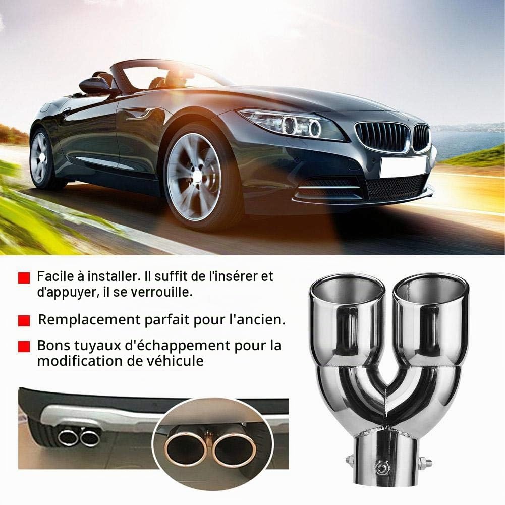 embout d'échappement uyau de queue embouts de silencieux d'acier inoxydable de tuyaux d'échappement doubles de voiture 63-76-220 sortie echappement