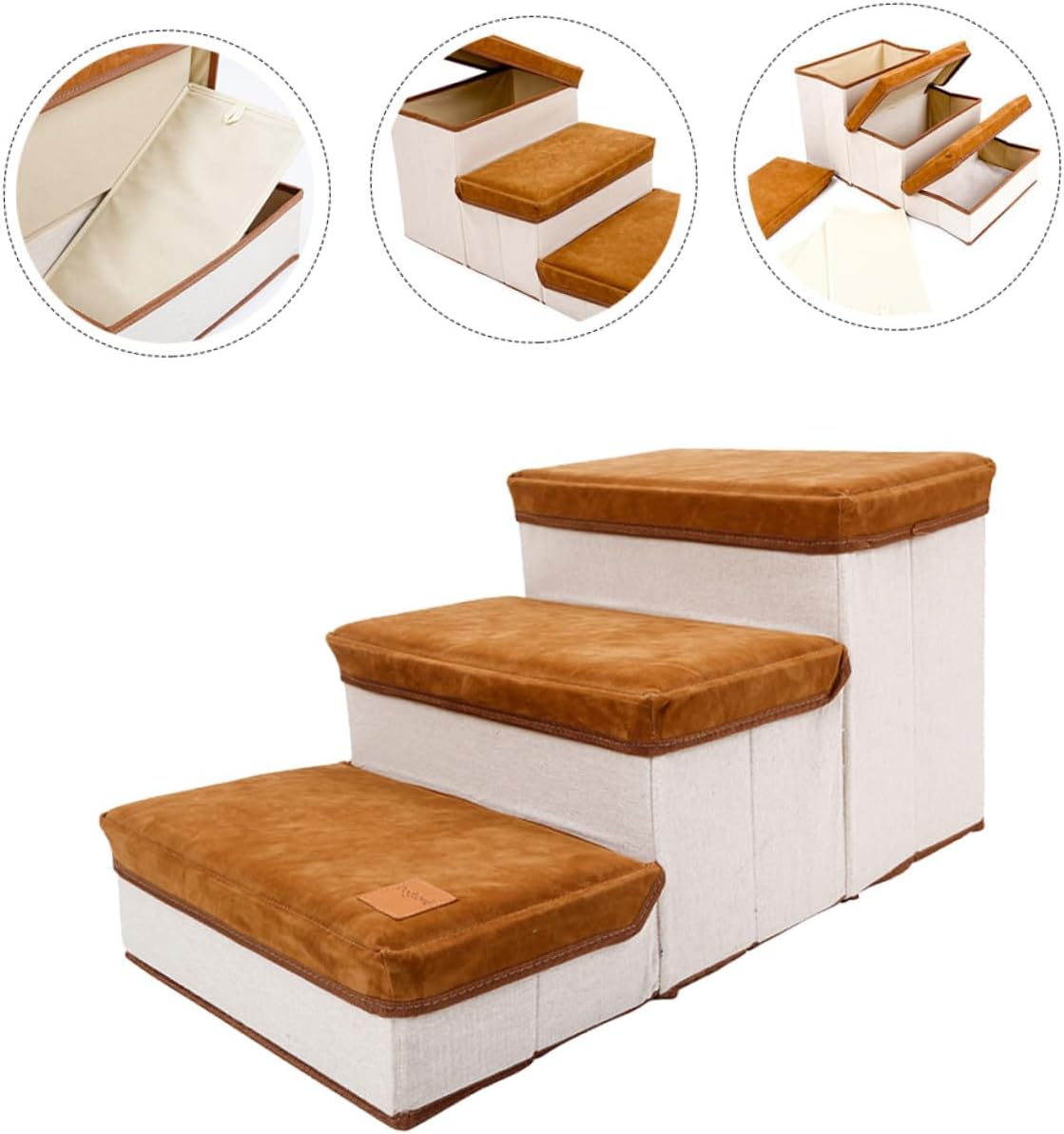 Foldable Pet Ladder with Storage Bag Simple-Assembly Dog Stairs for Puppies Portable Ramp for Pets Space-Saving Foldable Design Suitable for Small to Medium Dogs