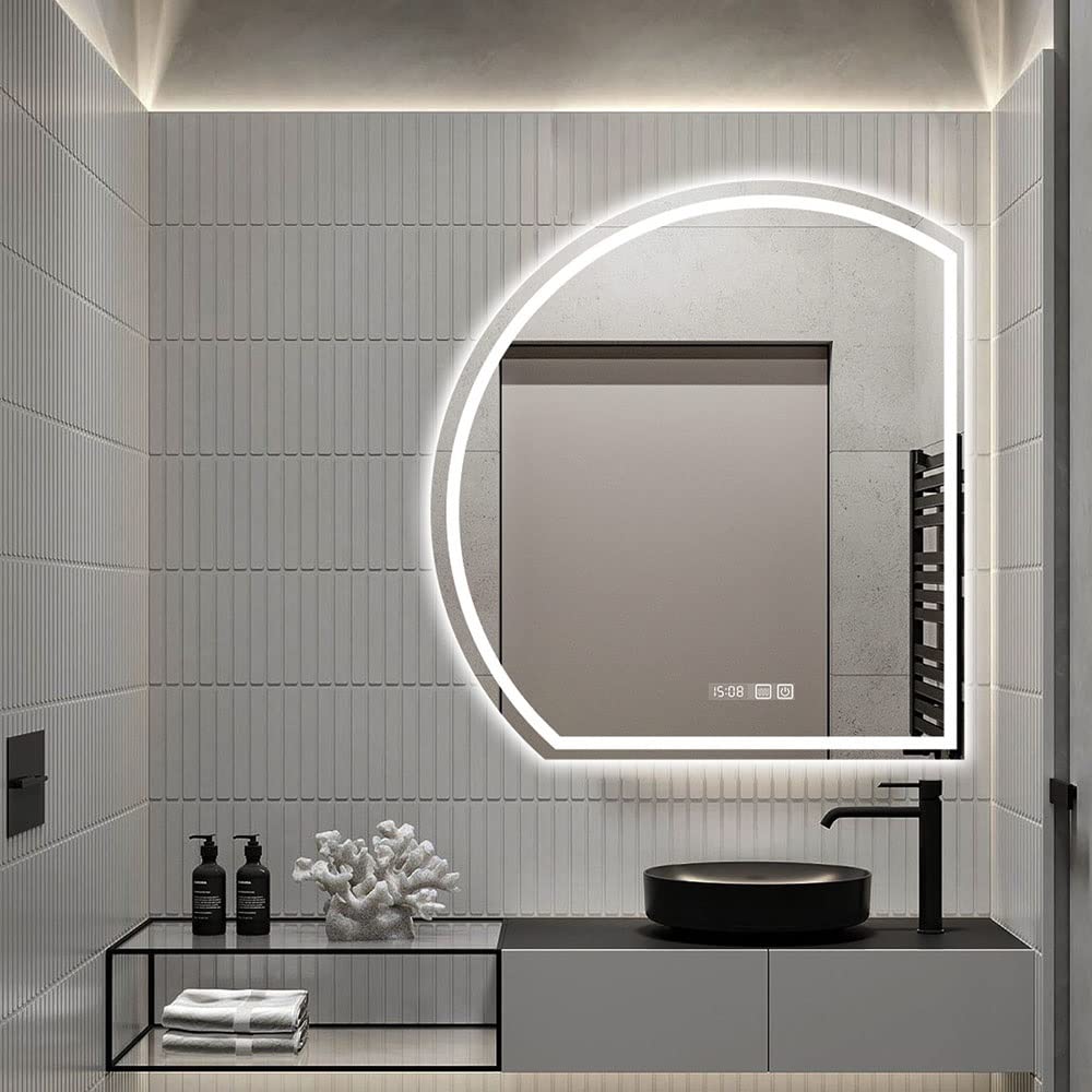 Buy WangSiwe Semicircle Bathroom Mirror LED Bathroom Vanity Mirror 32