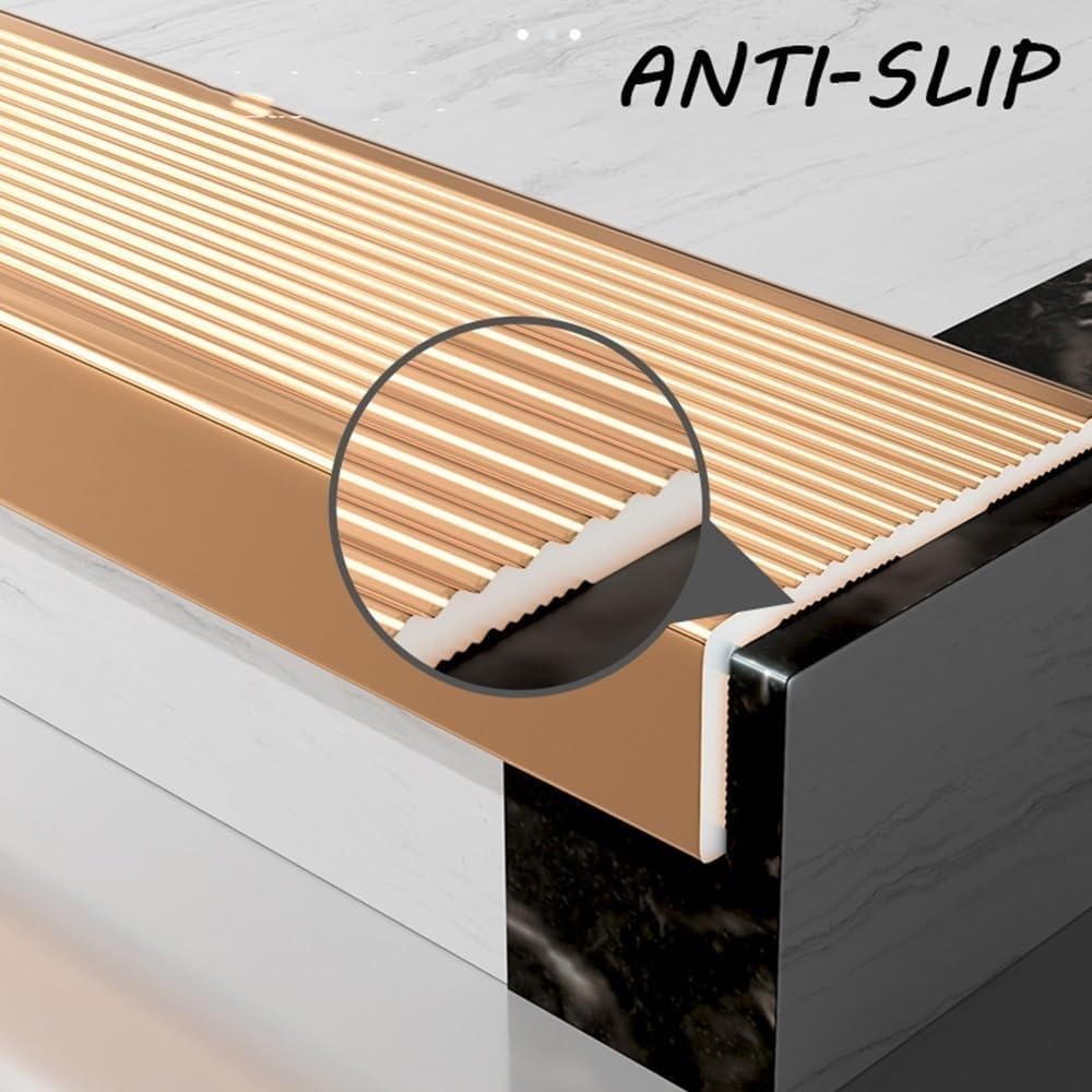 15 Pezzi di Profilo per gradini in Metallo da 36" e 48", Protezione per Bordi di gradini, Striscia di rifinitura Antiscivolo, Profilo per Esterni per Scale in Legno/Vinile/Piastrelle (Viola