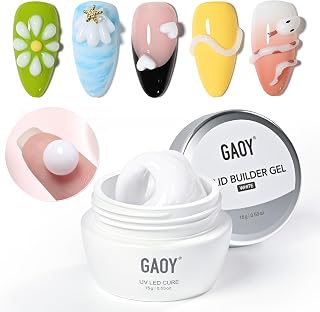 GAOY White 3D Sculpting Gel for Nail Art, 15g Solid Nail Gel Non-Sticky Hard Builder Gel for Carving, Molding and Building