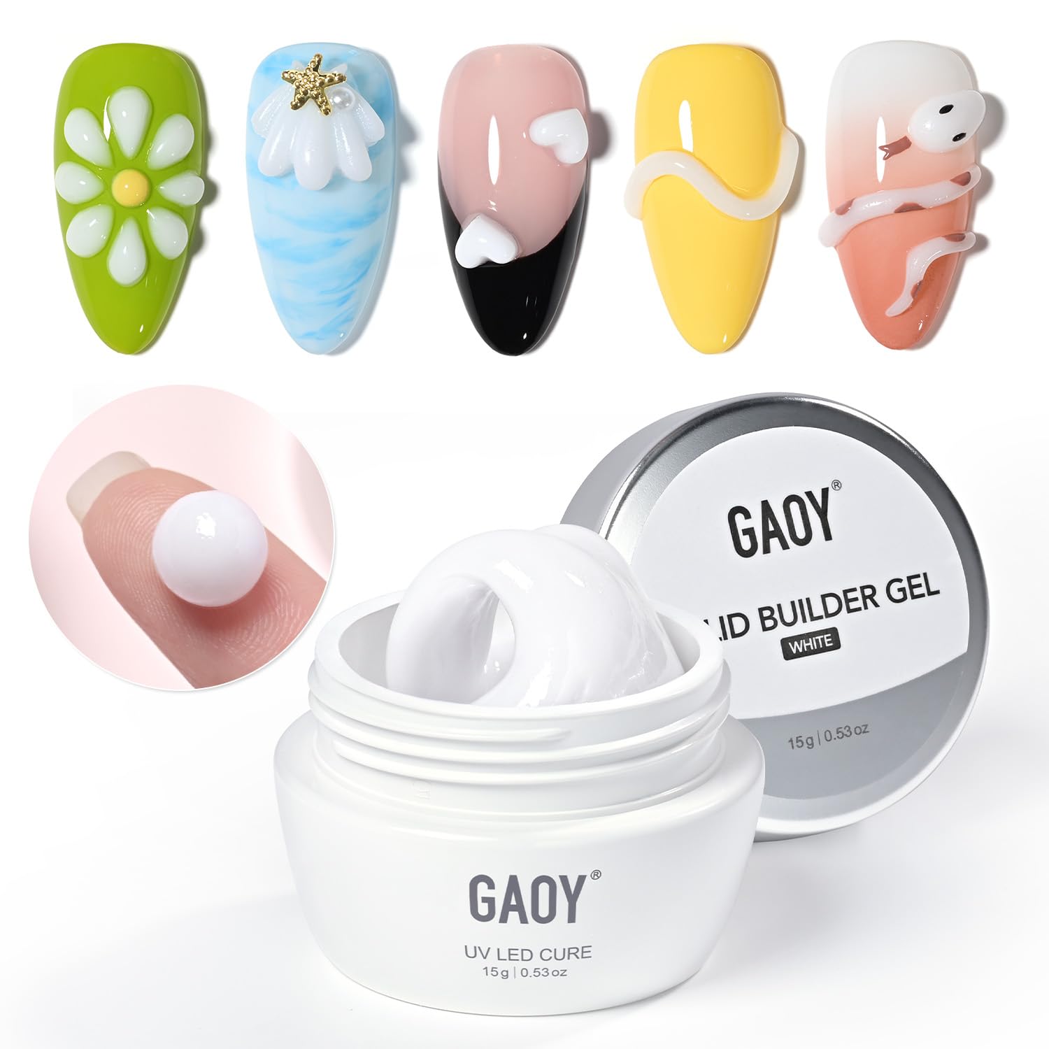 GAOY White Sculpting Gel for Nail Art - Non-Sticky Builder
