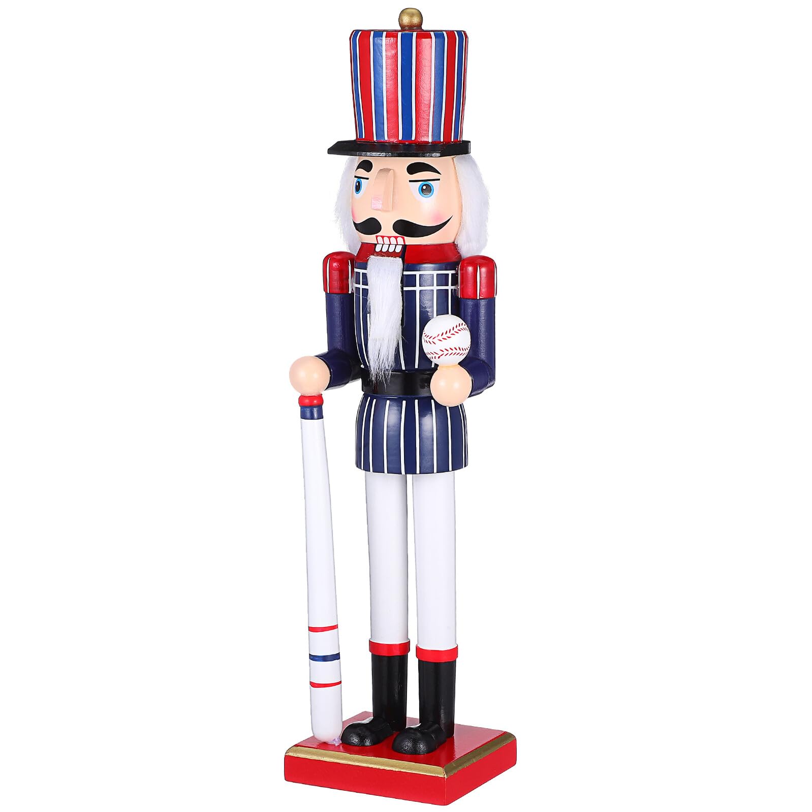 Veemoon Casse-Noisette Bois Figurine Décorative Style Sport avec Balle de Baseball Objet de Décoration de Bureau pour Fêtes