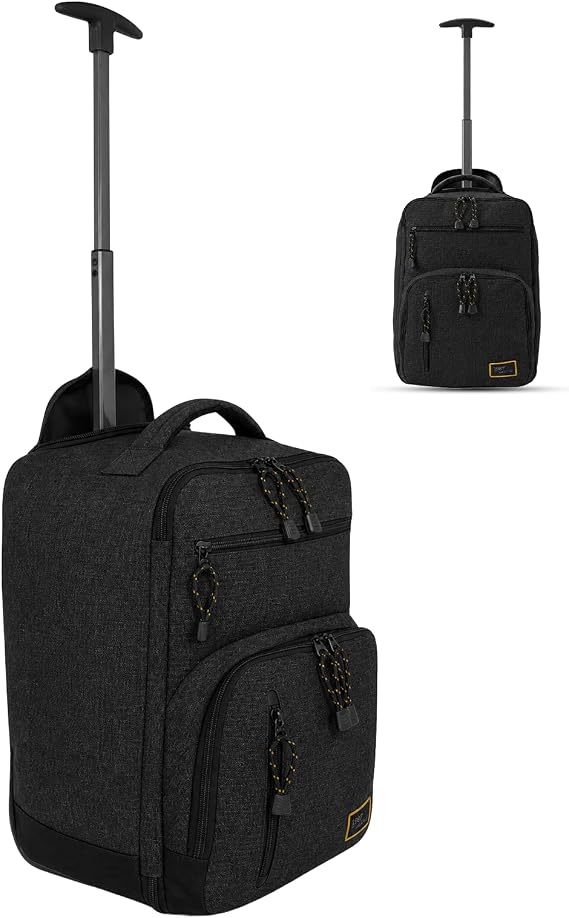 Bordlite Ryanair, EasyJet Cabin Approved Holdall on Wheels, 20L Hand Luggage Underseat Carry-On, Extendable Handle, Multi Pocket, Travel Bag - 40x20x25cm - Flight Bags for Men & Women - Black