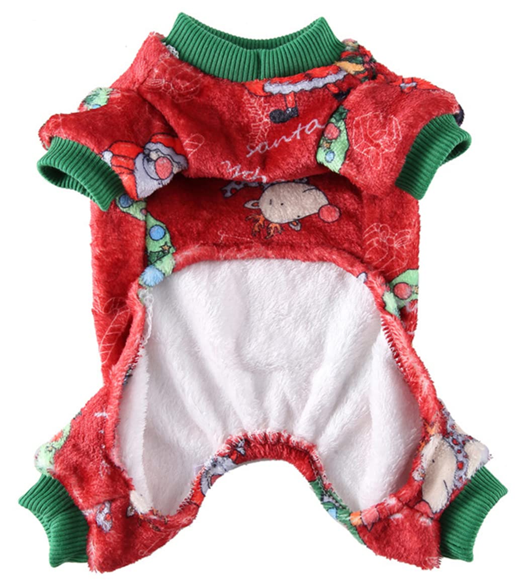 XIAOYU Christmas Dog Pajamas, Soft, Warm, for Pets Cat Clothing, Winter Holiday, Costumes for Small Dogs and Cats Christmas Circle, L - Image 2