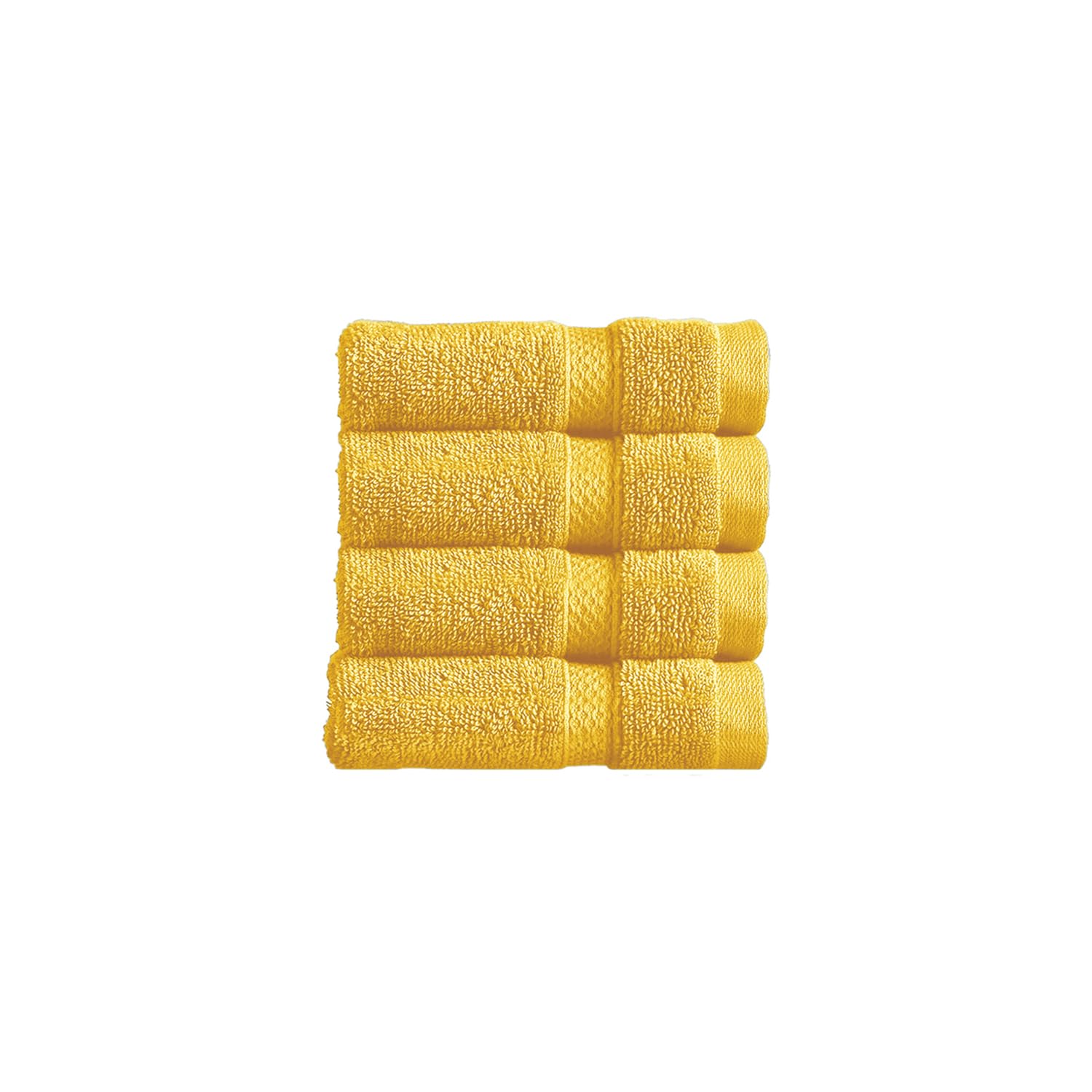 Christy Chroma Face Cloths Set | Pack of 4 | Soft Velvety Smooth Bathroom Flannels | Bold and Bright | Face and Body Wash Cloths | 100% Cotton | Mustard Yellow — image 1