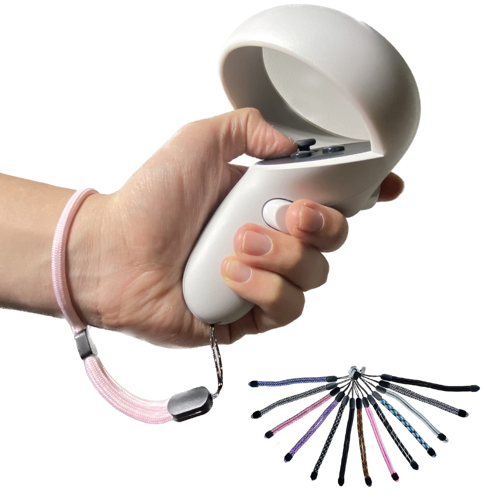 Improved Replacement Wrist Wraps for Oculus Quest 2 Gen Controller, Professional Wrist Lanyards with Resin White Stopper, Replacement Adjustable Hand Straps for Oculus Controller（Pink）