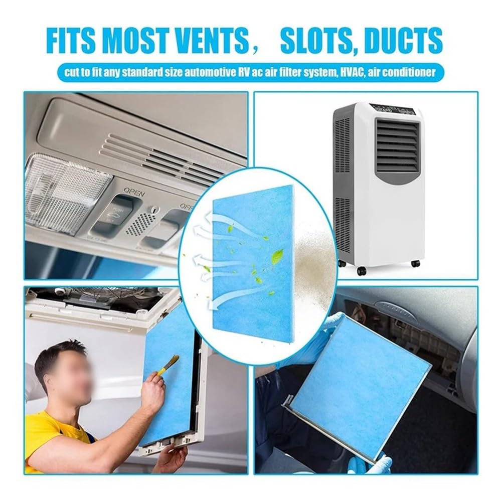 Filtro de ventilación reutilizable de 230 x 30 cm para aire acondicionado, purificador de aire, campana extractora, fibra de algodón, eliminación de olores, color azul y blanco, parte de