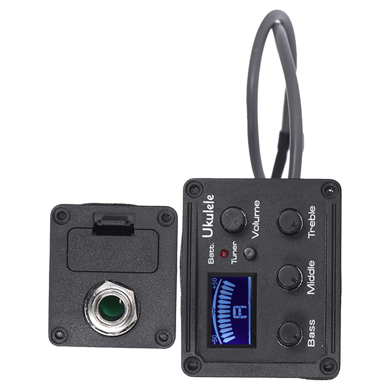 Kisangel Ukulele Piezo Tonabnehmer mit Band-EQ Equalizer & LCD-Display Tuner - Präzise Stimmung für Lauträume, Batteriestandsanzeige & Digitales Tuning