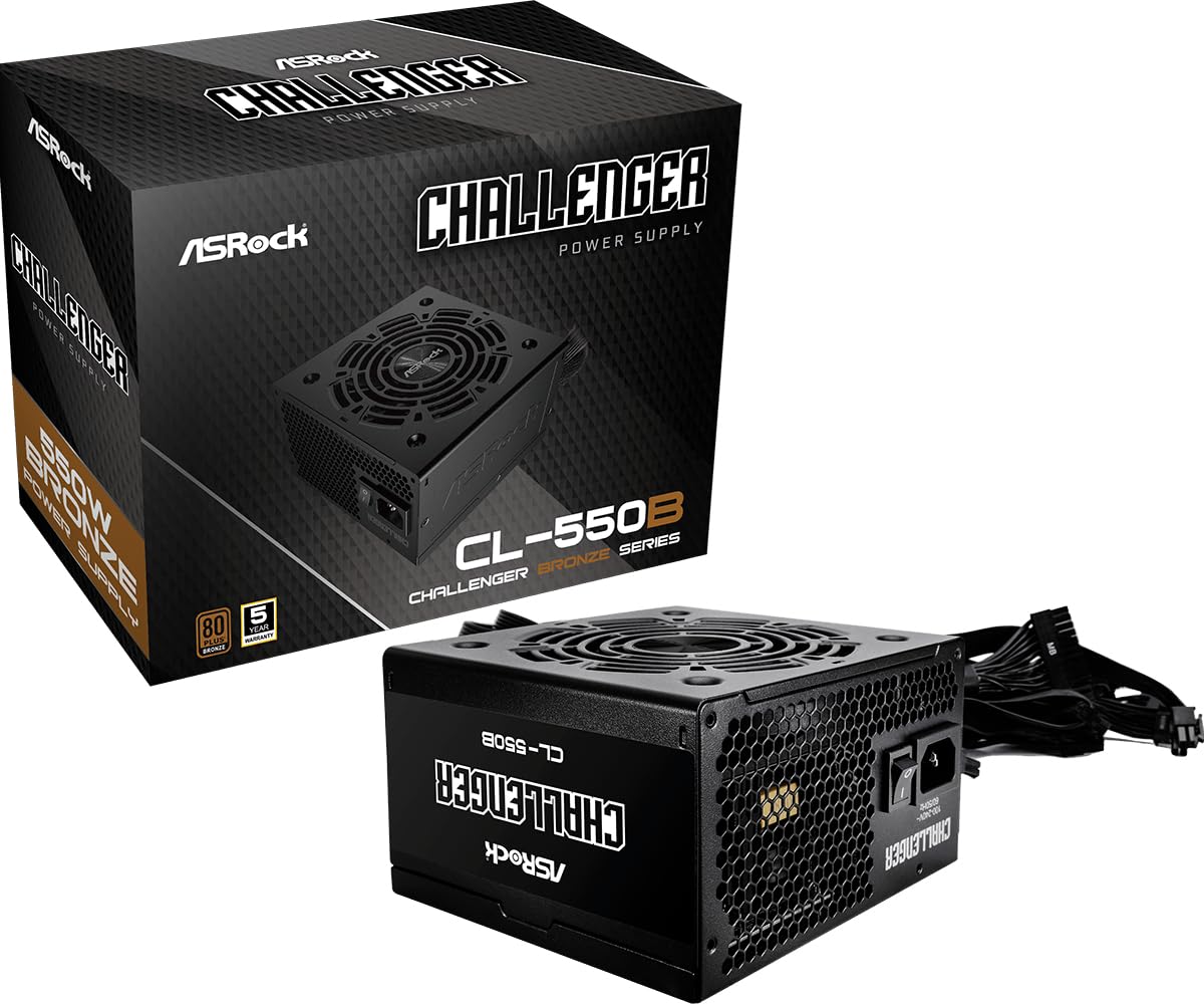 Fuente ALIMENTACION ASROCK CL-550B,PSU,550W,80 Plus Bronze,120MM,Active PFC,PCI-E (6+2 Pin) x4,SATA (5 Pin) x4