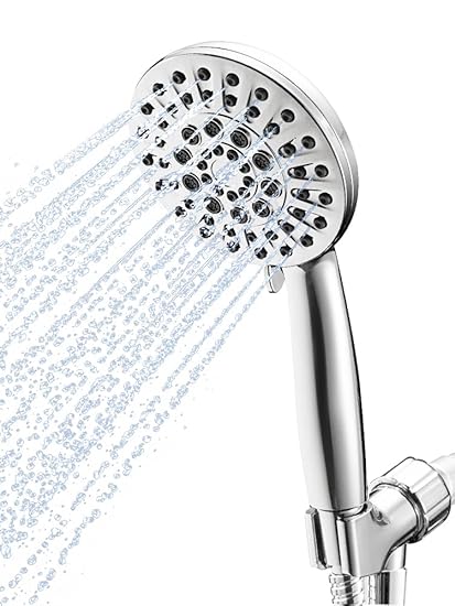Coenna 6 Functions Shower Head with handheld, High Pressure Shower Head Bathroom Set with Stainless Steel Hose Adjustable Bracket (Chrome)