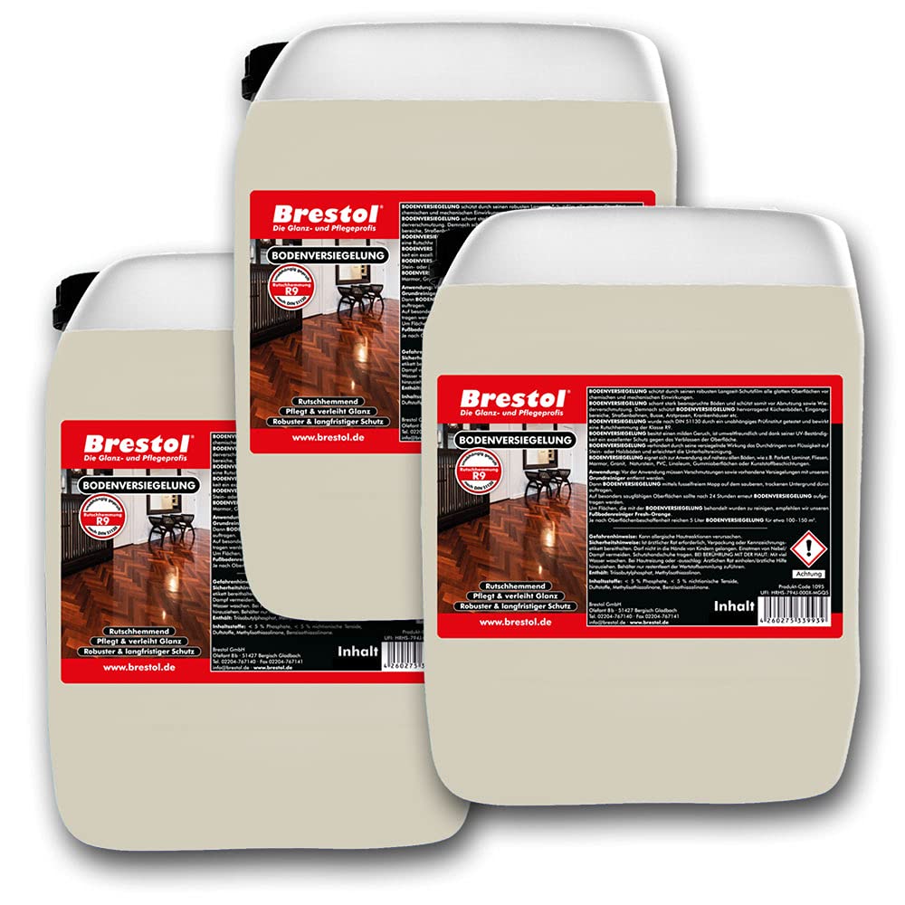 Sigillatura per pavimenti, 3 x 5 litri, sigillante per parquet, rivestimento in linoleum, sigillante in PVC, rivestimento per pavimenti in legno, protezione a lungo termine per laminato, linoleum, PVC