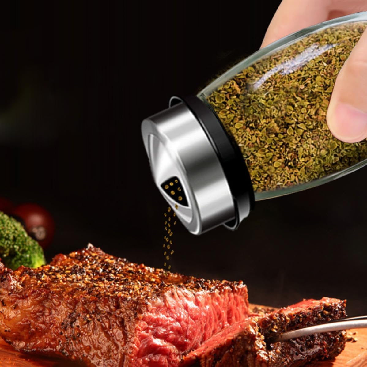 SEWACC Rotary Spice Jar Glass Seasoning Box for Kitchen Prep