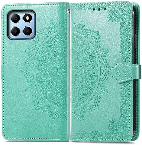 SEAHAI Cover Per Honor X6 / X8 5G / 70 Lite - Retro In Vetro Temperato Con Foglie Verdi, Antiurto