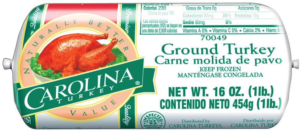 Butterball Carolina Ground Turkey, 1 Pound Chub -- 12 per case.
