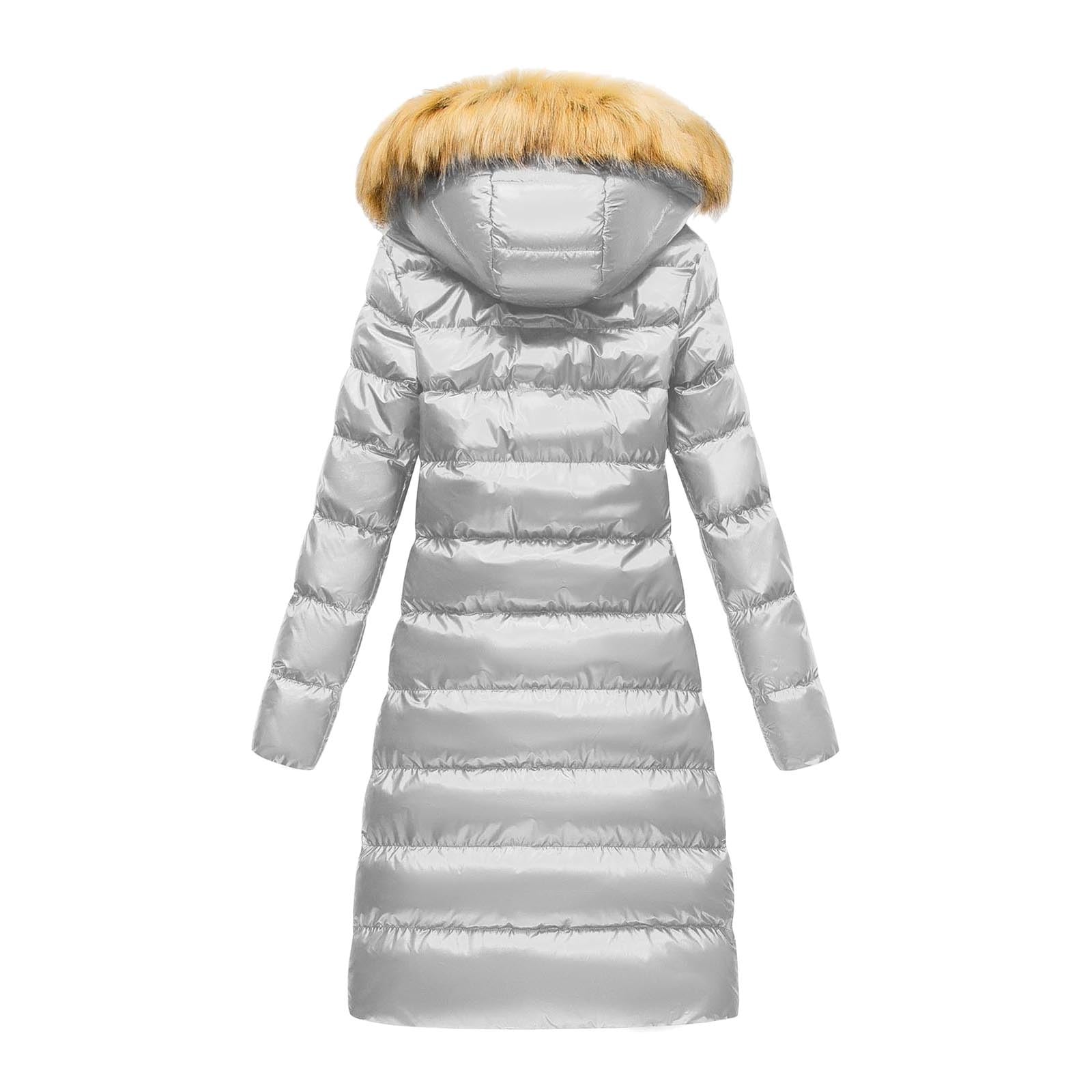 Damen Winter Kunstfaserjacke mit Daunenisolation und abnehmbarer Kapuze
