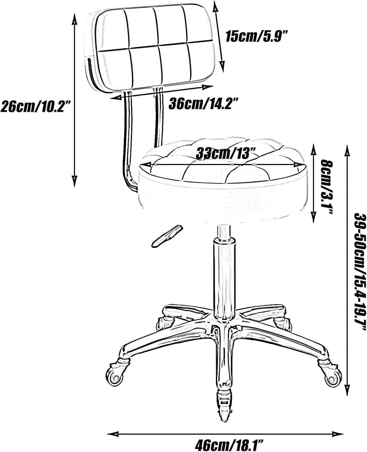 Tabouret de bar pivotant pour salon de maquillage, hauteur de comptoir en fourrure, siège en métal e avec 5 roues motif vagues de dauphins pour beau professals