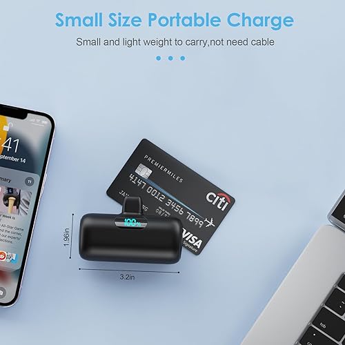 Miniatura 5 de Cargador portátil pequeño para iPhone de 5000 mAh, cargador de batería PD de carga rápida, mini batería portátil, cargador de teléfono portátil