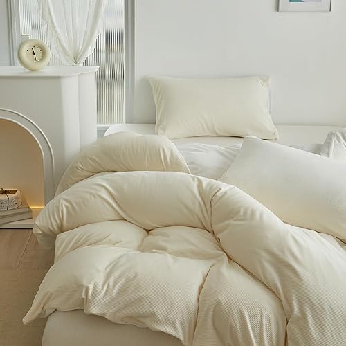 Miniatura 6 de ARYURBU Juego de edredón de franela de tamaño individual, 3 piezas, ultra suave, mullido, cálido, de lujo, blanco, para invierno, con 2 fundas de