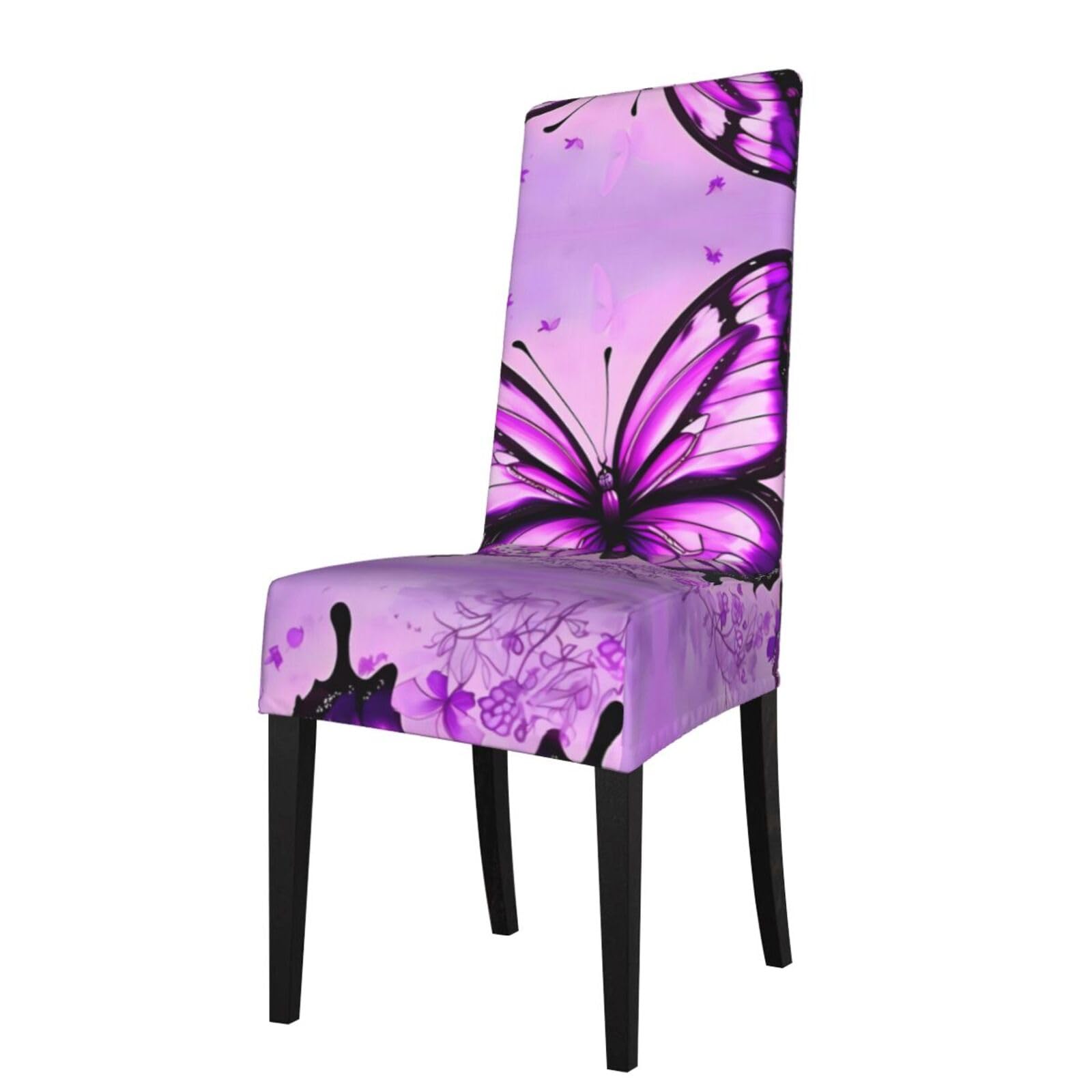 YYHWHJDE Purple Butterfly Prints Protection Cover for Dining Chair – Stretchable Slipcovers for a Refreshing Dining Room Makeover