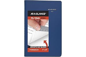 2024 Weekly Appointment Book Planner, 5" x 8", Small, Fashion, Blue (701082024)