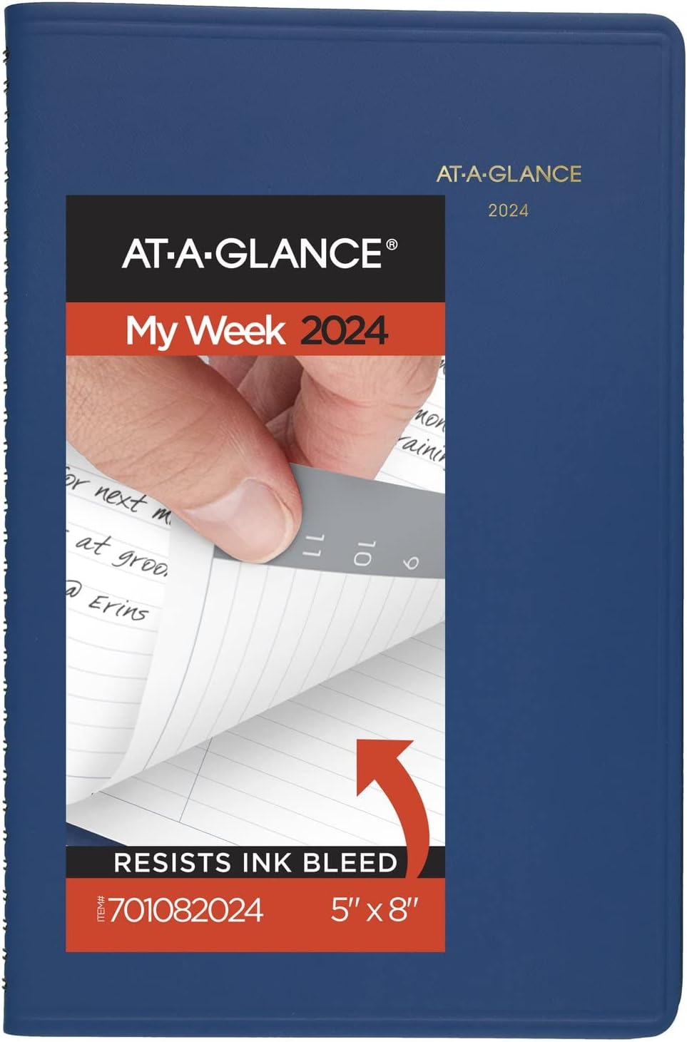 AT-A-GLANCE 2024 Daily Appointment Book Planner, 5" x 8", Small, Black (702070524)