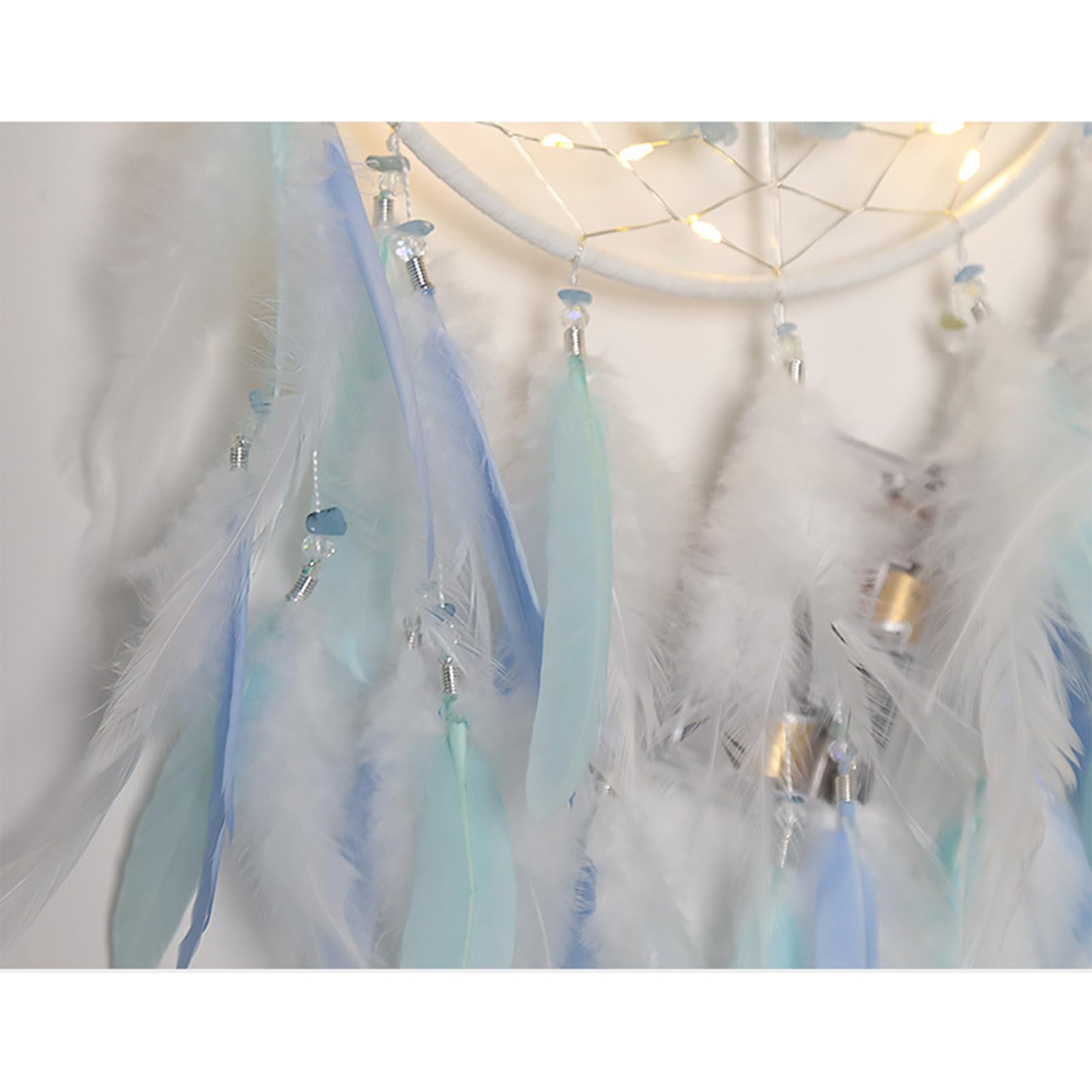 Traumfänger, Feder-Traumfänger for Schlafzimmer, Kinderzimmer, Wanddekoration, Auto-Hängeanhänger, Ornament mit LED-Licht, Traumfänger, hängende Traumfänger