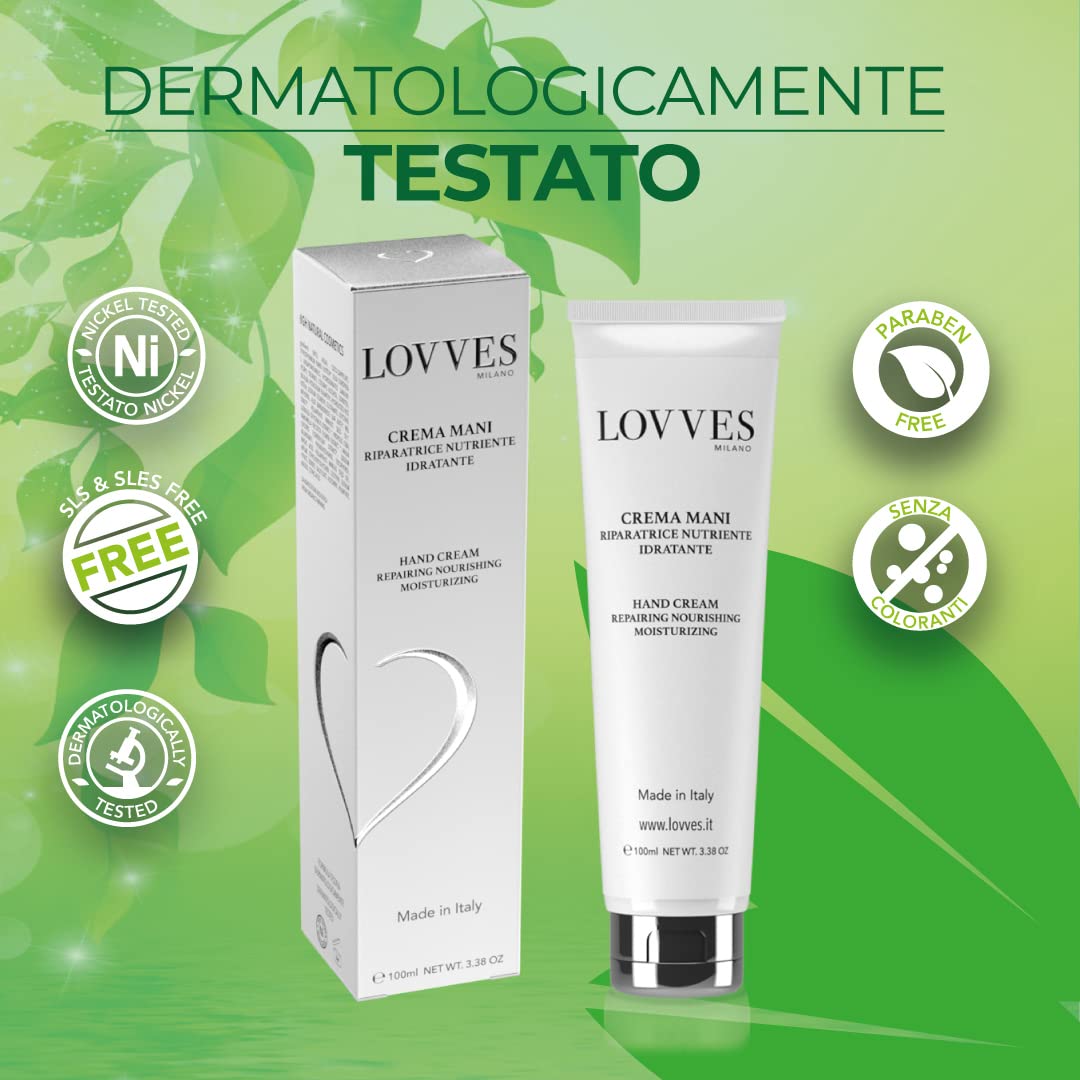 LOVVES Crema de Manos, Alta Cosmética Natural, Efecto Lifting, Nutritiva Hidratante Reparadora, Tratamiento Anti-Edad, Conserva el Aspecto Joven de las Manos. Formato 100ml