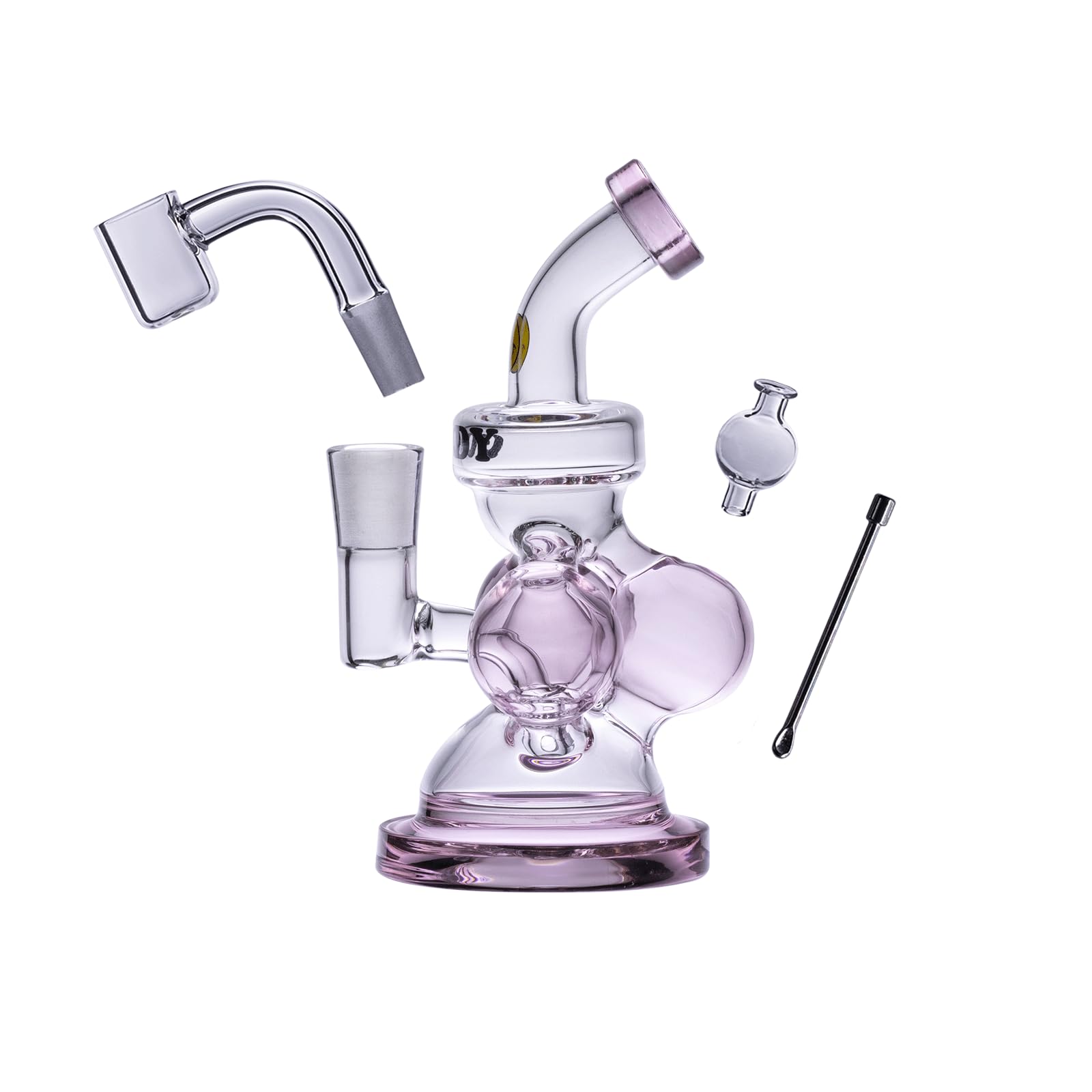 Goody Glass Atom Mini Dab Rig 4Piece Kit Bong Pipe à eau - Rose