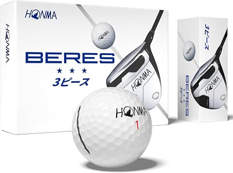 Honma BERES 3S Golf Balls, Long Distance with High Speed,3 Layer with Surlyn Cover,Soft Golf Balls for Men Women Beginner Amateur Golfer, Perfect for Off The Tee and Around The Green,1 Dozen