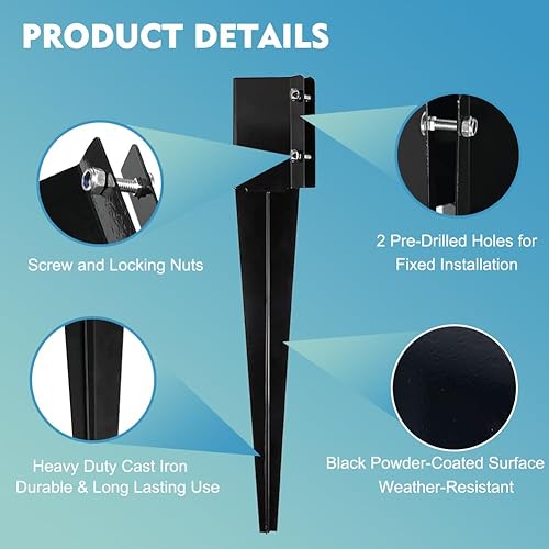 Miniatura 3 de Furnishh Juego de 4 estacas de anclaje para poste de valla de 4 x 4 pulgadas (diámetro interior de 3.5 x 3.5 pulgadas), 24 pulgadas de largo con