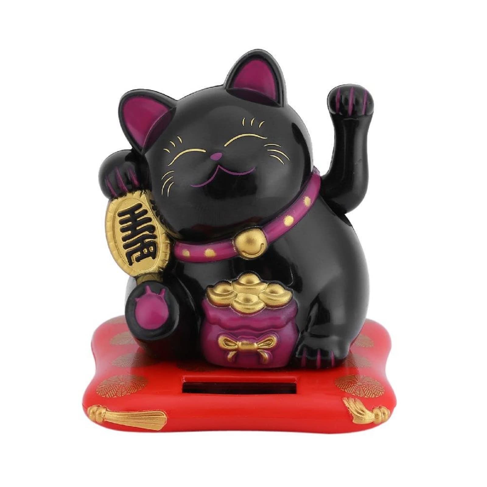 Gatto Ondeggiante Solare, Maneki Neko Fortunato, Alimentato Ad Energia Solare per Negozi, Ristoranti E Decorazioni per La Casa (Nero)